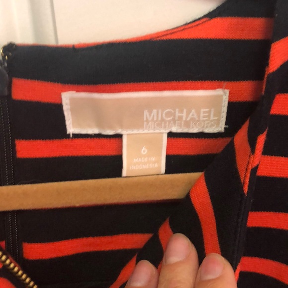Orange and navy striped Michael Kors dress - Picture 2 of 7